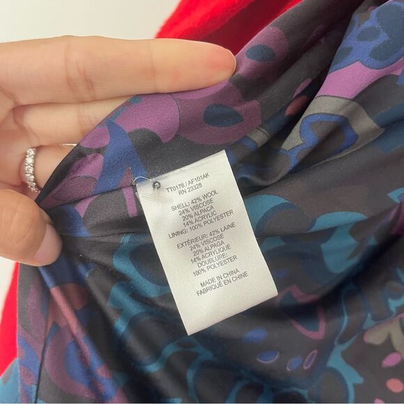 TRINA TURK Ruby Wool Alpaca Blend Red Teddy Coat - Picture 11 of 13